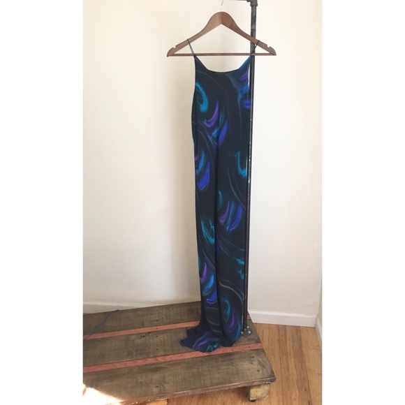 Vintage Simply Silk 100%Silk Halter Abstract Maxi - Picture 6 of 8